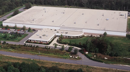 Aerial view of American Dryer Corporation's Fall River, Massachusetts manufacturing facility
